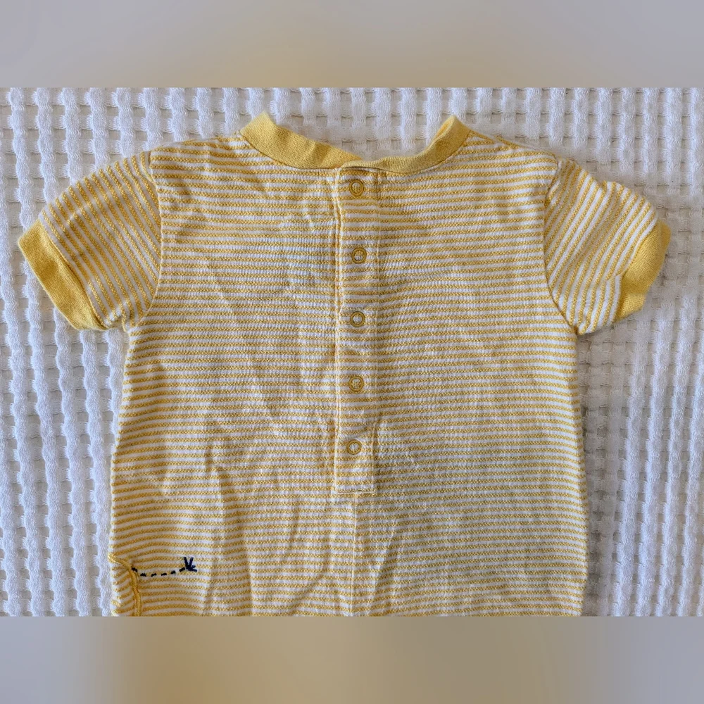 Vintage Gymboree Yellow Striped Baby Romper with Giraffe Embroidery 90s Size NB